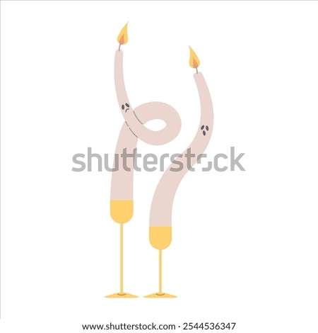  Two ghost candles in candlesticks. Halloween candles