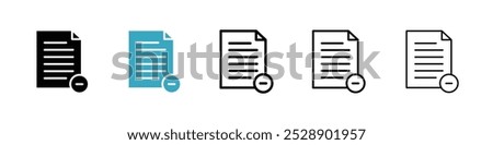 Remove document icon vector illustration set