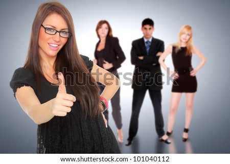 Photo of a four person business team