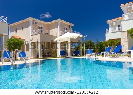 Exterior of a luxurious villa at Greek  resort