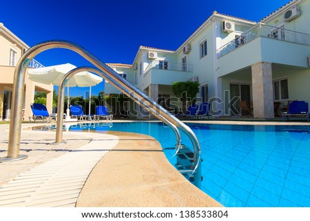 Exterior of a luxurious villa at Greek resort