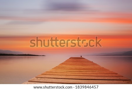 Wooden pontoon on Evia island Greece Stock fotó © 