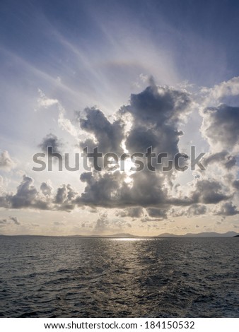 Sun spot above the sea in Corfu Greece