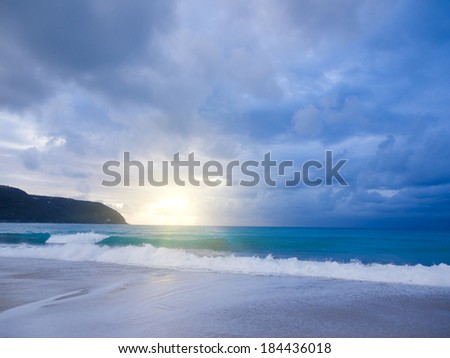 Evening at the beach after the storm in Lefkas Greece
