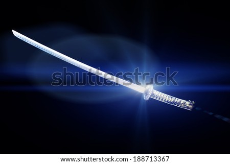 Japanese  katana sword on Dark background