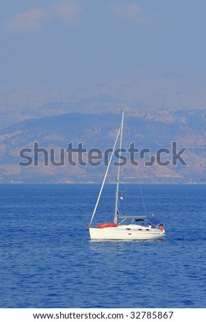 Sailing yacht in the Ionian sea Greece