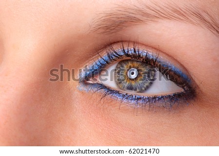 beautiful woman`s open eye