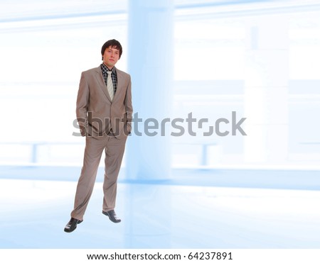 Business man on light business background