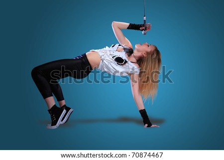 Portrait of female rock singer with microphone - including clipping path easy to remove the background