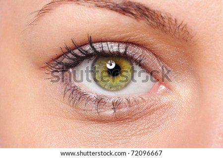 Close-up of a beautiful young woman\'s green eye