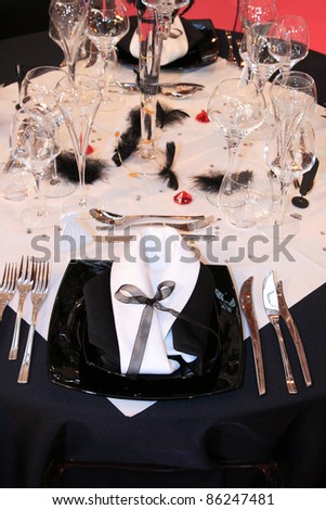 Fancy table set for a wedding