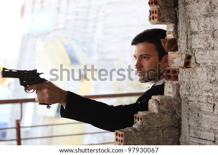 Special-service agent or body guard with 357 gun