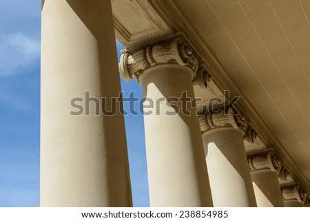 Pillars of Law and Justice with Blue Sky