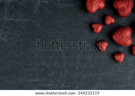 Red Hearts on a Chalkboard for Valentines Day