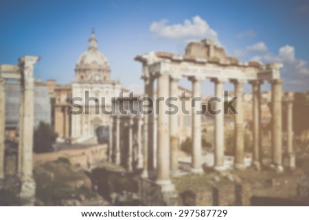 Blurred View of the Roman Forum in Rome Italy with Vintage Instagram Style Filter