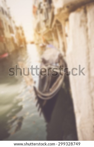 Blurred Gondola in Venice Italy with Retro Instagram Style Filter