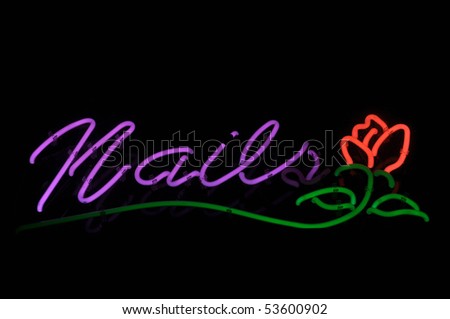 Nails Red Rose Neon Light Sign