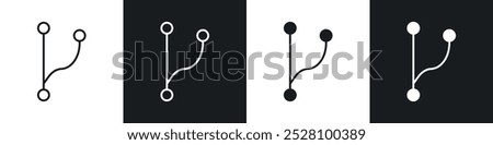 Code branch vector icon set in black and white