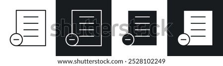 Remove document vector icon set in black and white