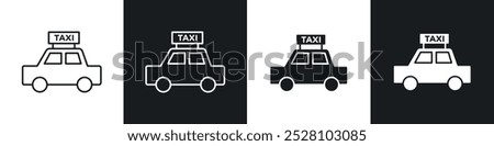 Taxi vector icon set in black and white