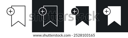 Bookmark add vector icon set in black and white