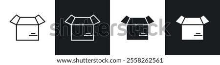 Box opened icon vector collection in black and white.