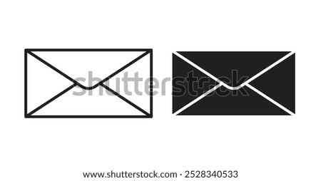 Inbox icons. Vector set in filled and line style.