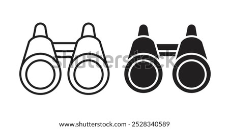 Binoculars icons. Vector set in filled and line style.