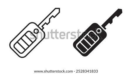 Car Key icons. Vector set in filled and line style.