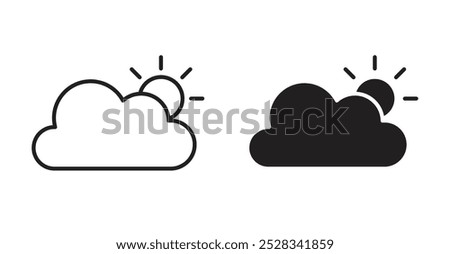 Cloudy Day icons. Vector set in filled and line style.