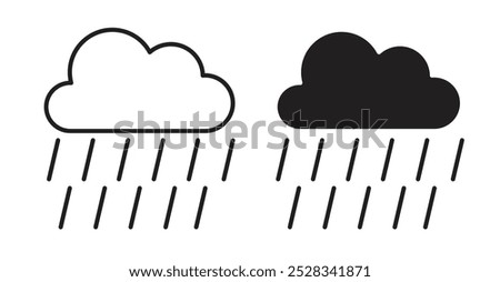 Rain icons. Vector set in filled and line style.