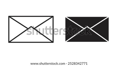 Email button icons. Vector set in filled and line style.