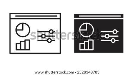 Control panel icons. Vector set in filled and line style.