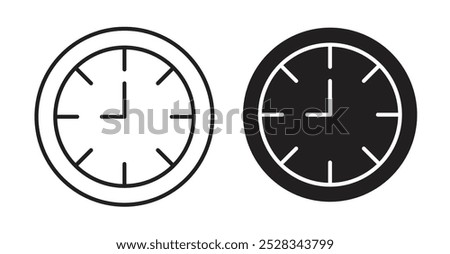 Time icons. Vector set in filled and line style.