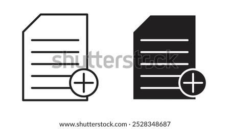 Add document icons. Vector set in filled and line style.