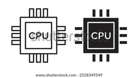 CPU icons. Vector set in filled and line style.