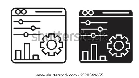 Control panel icons. Vector set in filled and line style.