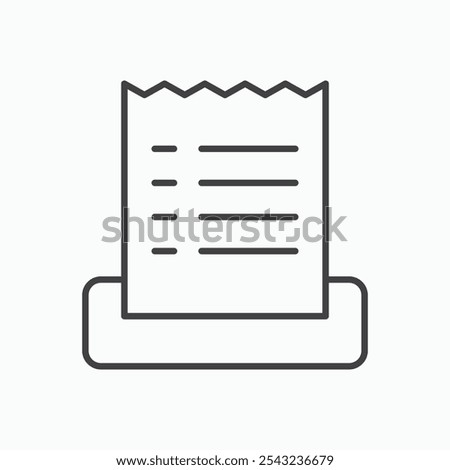 Paper receipt icon in black outlined and solid.