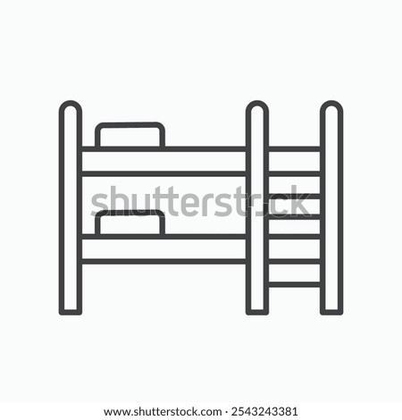 Bunk bed icon in black outlined and solid.