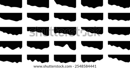 Abstract design black separator header and border for website, banner. Wave and triangular dividers for Top or Bottom Page.  Curve lines, wave collection. et of down border, separator, Divider shapes 