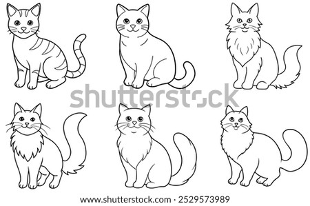 Persian,Maine Coon,Maine Coon,Ragdoll cat,Norwegian Forestl,British Shorthair,American Shorthair Line art pages