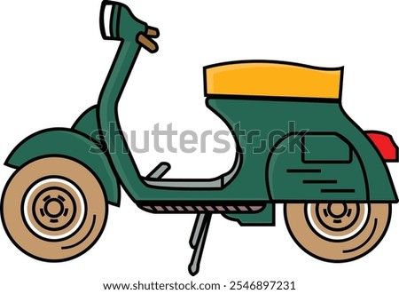 Similar – Image, Stock Photo Classic green Vespa Scooter parked in the sidewalk.