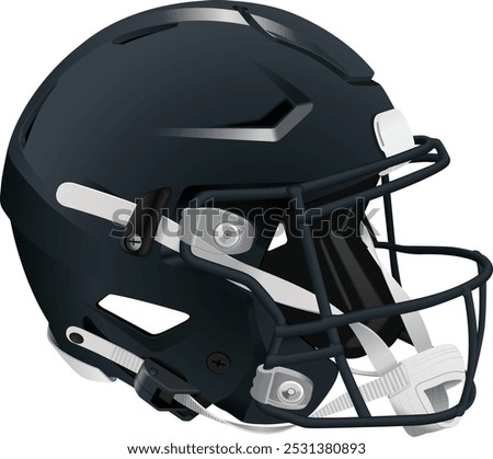 Realistic dark blue 3D helmet for American Football with dark blue mask and chin strap