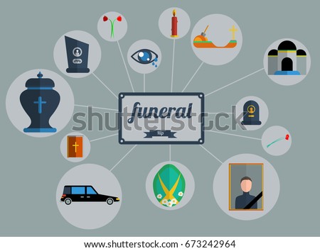 Funeral services, Funeral icons set