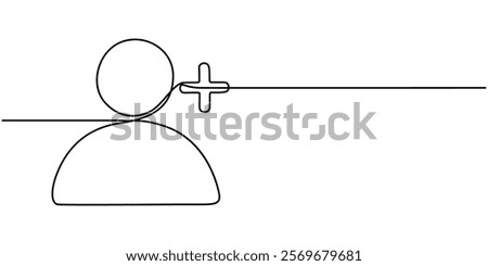 Follower vector icon in solid and outline style, continuous one line drawing, New User Icons - Multi Series, Add to friends vector flat icon concepts.