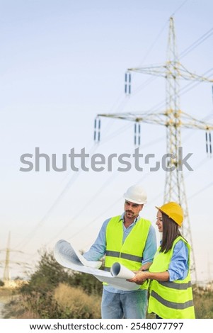 Similar – Image, Stock Photo Electric pylon in front of dramatic cloudy sky b/w photo