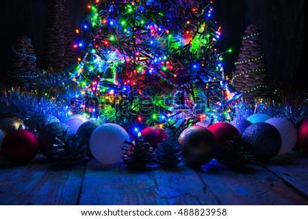 Christmas Tree With Lights And Decorations Stock Photo 488823958 : Shutterstock