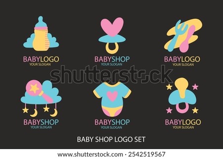 detailed baby logo pack vector