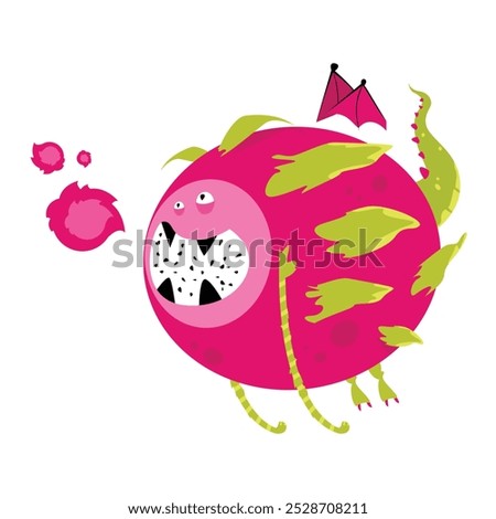 Yeti Monster. Dragonfruit. Vector illustration of yeti monster as a dragonfruit with fruit and dragon appearance. Fits any kind of project, from web and mobile to packaging and presentation