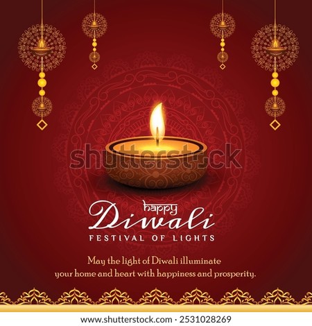 Happy Diwali background, diwali celebration design for greeting card, banner, poster, flyer, social media, vector illustration